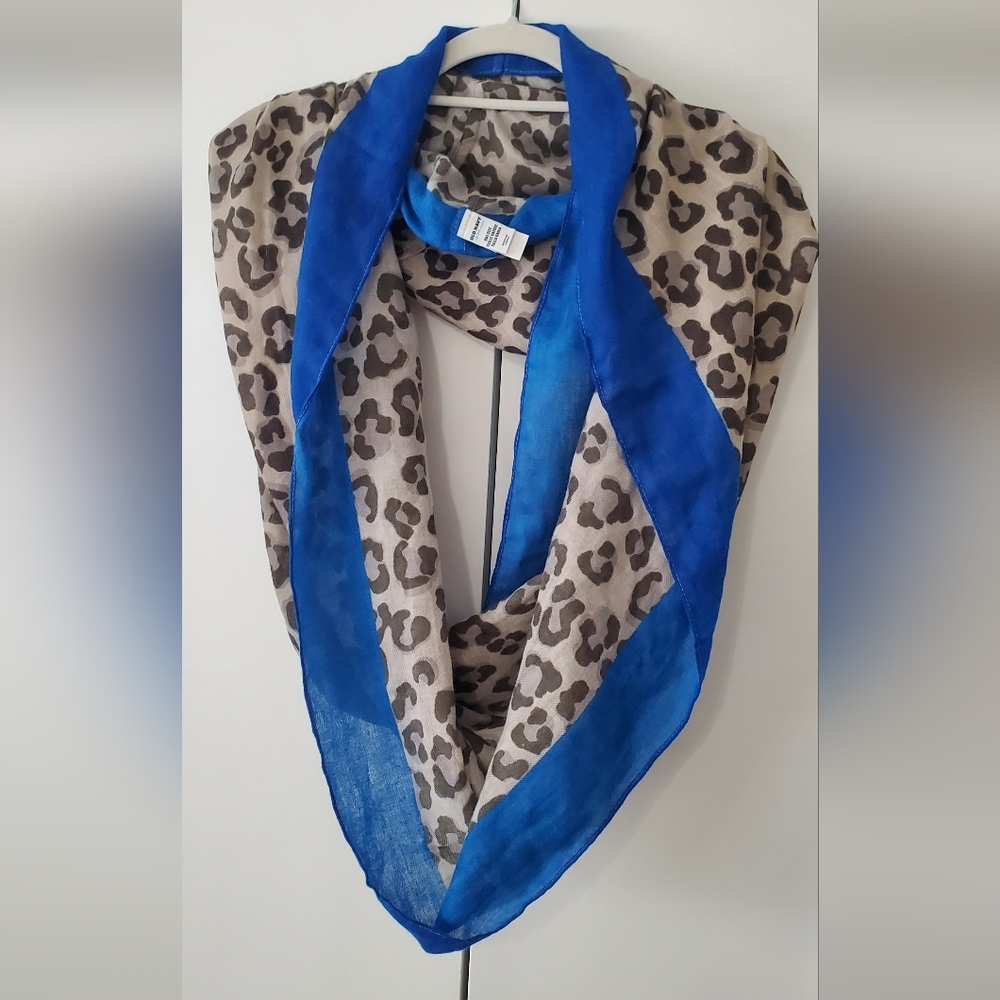 Blue and Leopard Print Women's Scarf